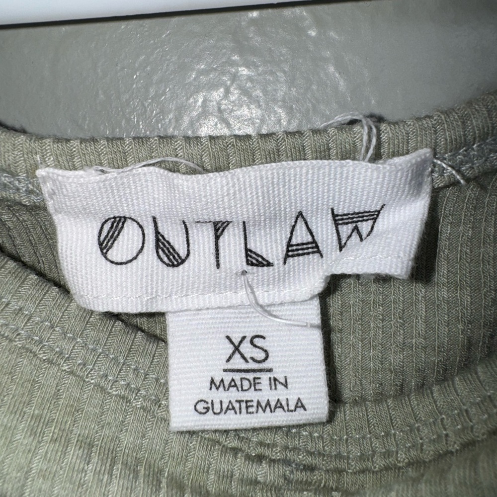 Outlaw Sage Green Ribbed Ruched Crop Top XS - Picture 2 of 4